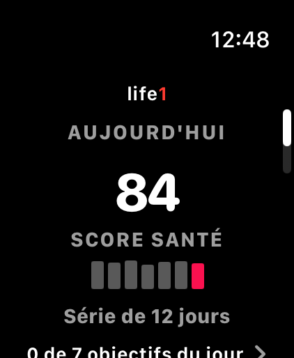 Accueil montre avec Health Score
